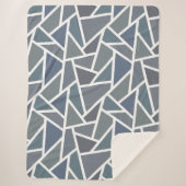 Blauwgrijs mozaïekpatroon sherpa deken (Voorkant)