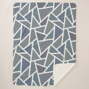 Blauwgrijs mozaïekpatroon sherpa deken