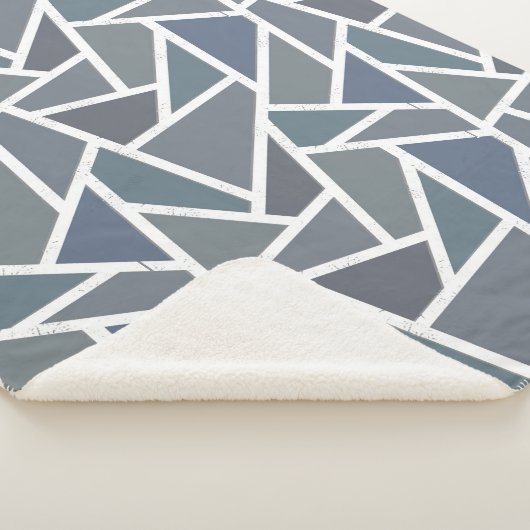 Blauwgrijs mozaïekpatroon sherpa deken (3/4)