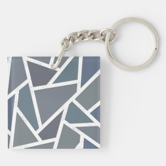 Blauwgrijs mozaïekpatroon sleutelhanger (Achterkant)
