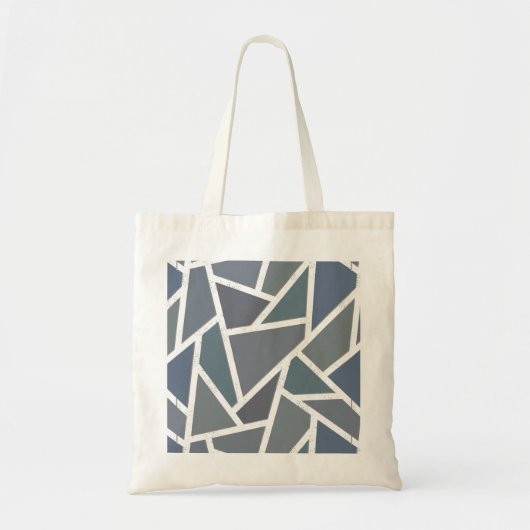 Blauwgrijs mozaïekpatroon tote bag (Voorkant)