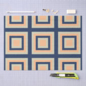 Blauwgrijs Sinaasappel vierkanten geometrisch Tissuepapier (Craft)