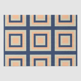 Blauwgrijs Sinaasappel vierkanten geometrisch Tissuepapier