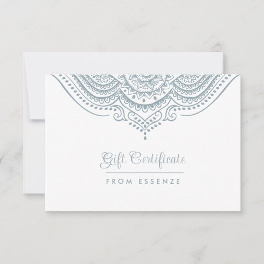 Blauwgrijs Wit Mandala Cadeaubon Design (Voorkant)