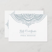 Blauwgrijs Wit Mandala Cadeaubon Design (Voorkant / Achterkant)