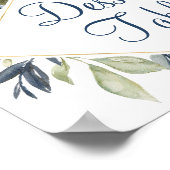 Blauwgrijsgoudbladdesserttafelteken Poster (Hoek)