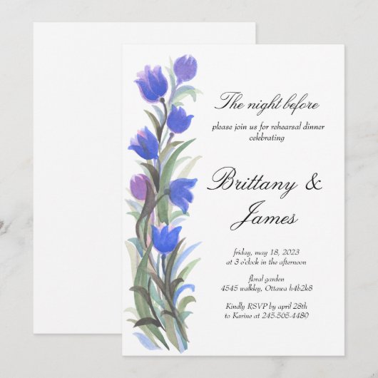 Blauwgrijsgroene wilde bloemen Herhorsmakreel Kaart (Voorkant / Achterkant)