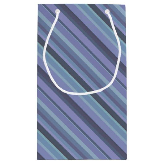 Blauwgrijze diagonaalstrepen klein cadeauzakje (Achterkant)