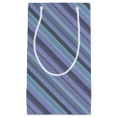 Blauwgrijze diagonaalstrepen klein cadeauzakje (Voorkant)