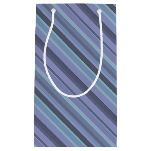Blauwgrijze diagonaalstrepen klein cadeauzakje (Voorkant)