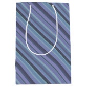 Blauwgrijze diagonaalstrepen medium cadeauzakje (Voorkant)