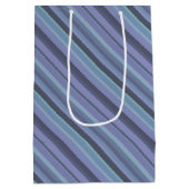 Blauwgrijze diagonaalstrepen medium cadeauzakje (Achterkant)