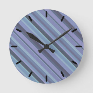 Blauwgrijze diagonaalstrepen ronde klok
