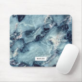 Blauwgrijze faux marmer textuur muismat (Met muis)