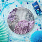 Blauwgrijze florale hydrangea Bloedpatroon Papieren Bordje (Feest)
