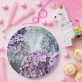 Blauwgrijze florale hydrangea Bloedpatroon Papieren Bordje (Feest)