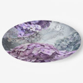 Blauwgrijze florale hydrangea Bloedpatroon Papieren Bordje (Gekanteld)