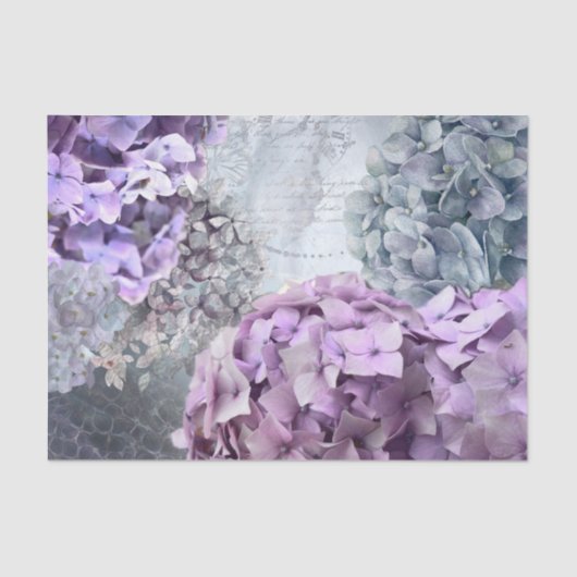 Blauwgrijze florale hydrangea Bloedpatroon Tissuepapier (Voorkant)