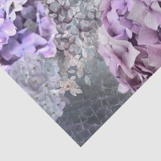 Blauwgrijze florale hydrangea Bloedpatroon Tissuepapier (Detail)