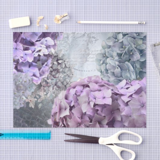 Blauwgrijze florale hydrangea Bloedpatroon Tissuepapier (Craft)