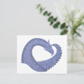 Blauwgrijze hartdraak op wit briefkaart (Staand voorkant)