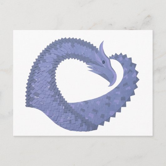 Blauwgrijze hartdraak op wit briefkaart (Voorkant)