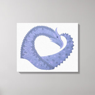 Blauwgrijze hartdraak op wit canvas afdruk