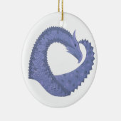 Blauwgrijze hartdraak op wit keramisch ornament (Rechts)