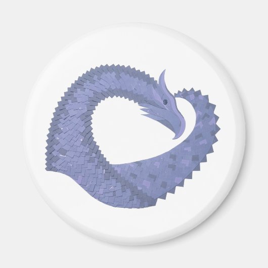 Blauwgrijze hartdraak op wit magneet (Voorkant)