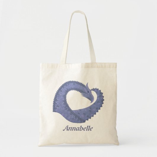 Blauwgrijze hartdraak op wit tote bag (Voorkant)