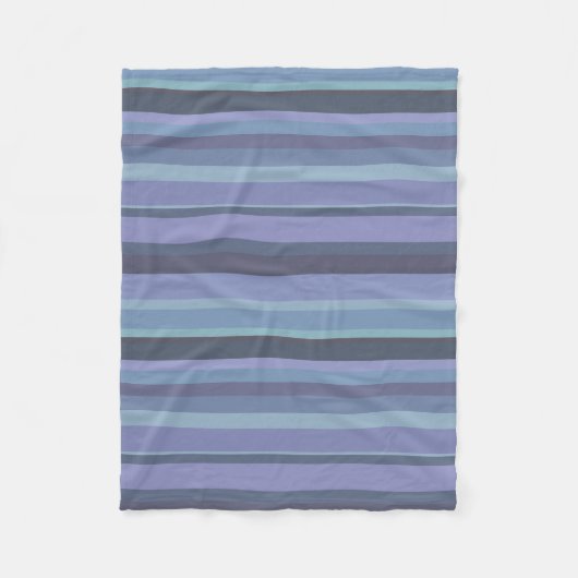 Blauwgrijze horizontale strepen fleece deken (Voorkant)
