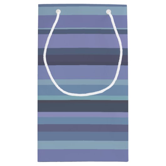 Blauwgrijze horizontale strepen klein cadeauzakje (Achterkant)