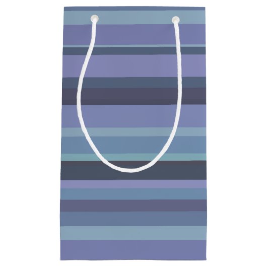 Blauwgrijze horizontale strepen klein cadeauzakje (Voorkant)