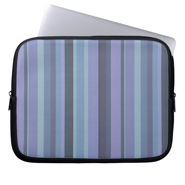 Blauwgrijze horizontale strepen laptop sleeve (Voorkant)