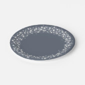 Blauwgrijze kerst met mousserende lampjes papieren bordje (Gekanteld)