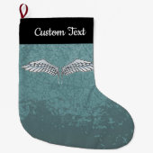 Blauwgrijze kerstinslag grote kerstsok (Voorkant)