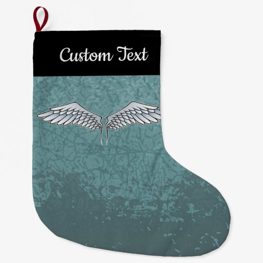 Blauwgrijze kerstinslag grote kerstsok (Voorkant)