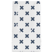 Blauwgrijze kruisstiften op wit klein cadeauzakje (Voorkant)