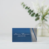 Blauwgrijze metallic achtergrond visitekaartje (Staand voorkant)