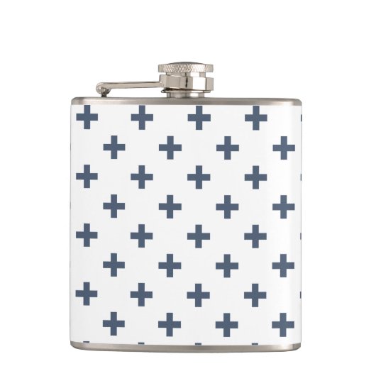 Blauwgrijze polka kruist wit heupfles (Voorkant)