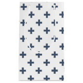 Blauwgrijze polka kruist wit klein cadeauzakje (Voorkant)