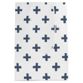 Blauwgrijze polka kruist wit medium cadeauzakje (Achterkant)