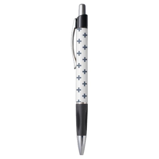 Blauwgrijze polka kruist wit pen (Top (Verticaal))