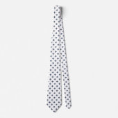 Blauwgrijze polka kruist wit stropdas (Voorkant)