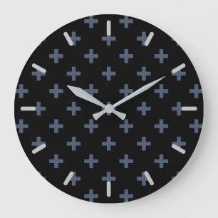 Blauwgrijze polka kruist zwart grote klok