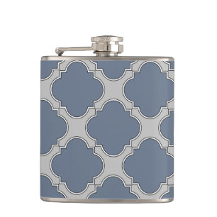 Blauwgrijze quatrefolie heupfles