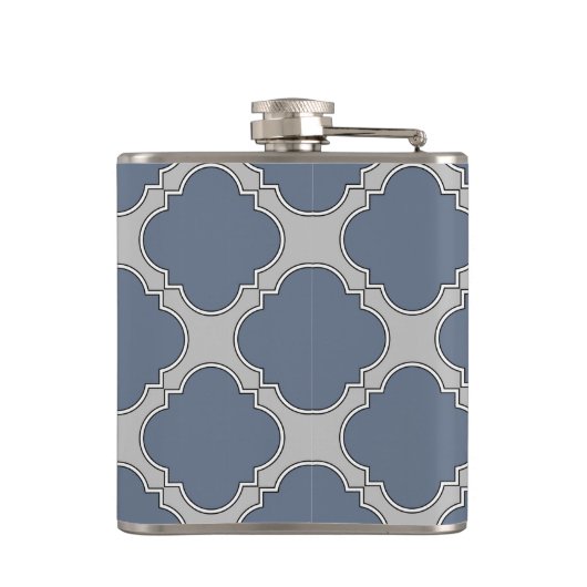 Blauwgrijze quatrefolie heupfles (Achterkant)