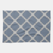 Blauwgrijze quatrefolie theedoek (Horizontaal)