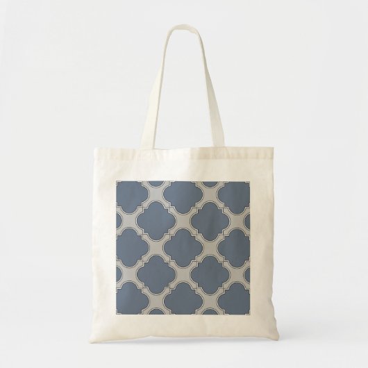 Blauwgrijze quatrefolie tote bag (Voorkant)