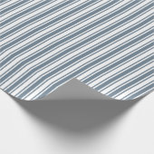 Blauwgrijze strepen en witte snoepjes cadeaupapier (Hoek)